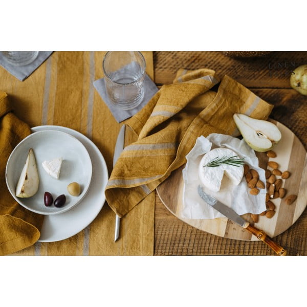 Len szalvéta szett 2 db-os Amber Bronze Stripes – Linen Tales-image-1