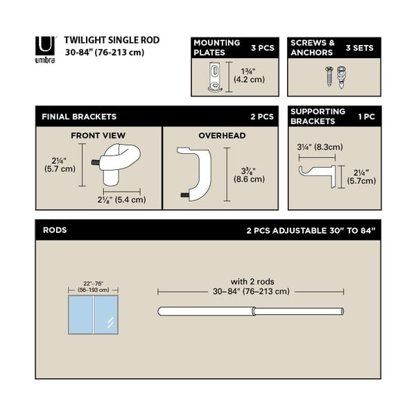 Acél bővíthető függönykarnis 76 - 213 cm Twilight – Umbra-image-4
