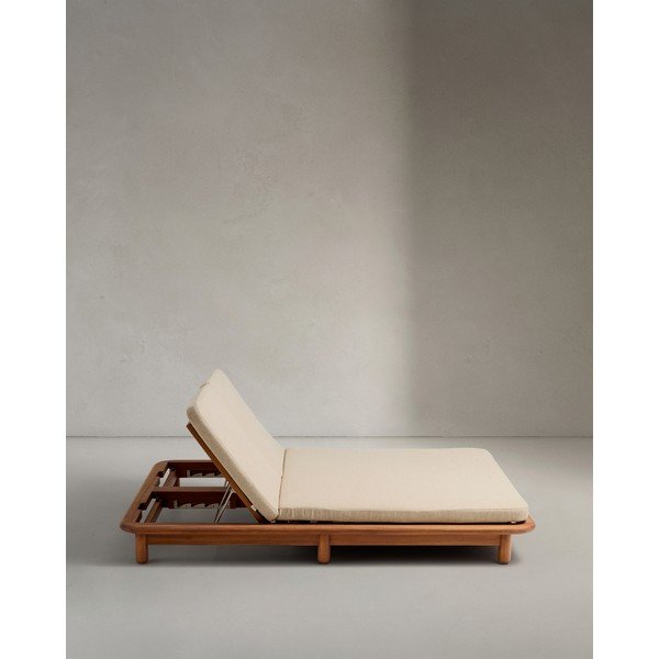 Natúr színű kétszemélyes tömörfa állítható kerti napozóágy Turqueta – Kave Home-image-3
