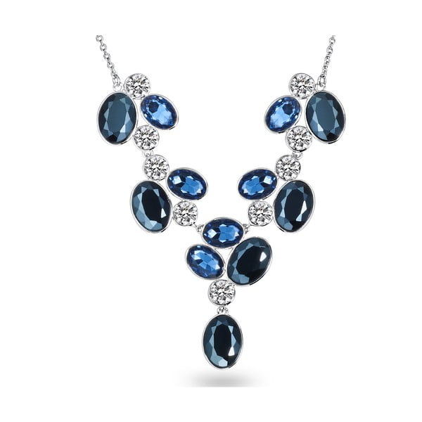 Ezüstszínű női nyaklánc, kék kristályokkal - Runway