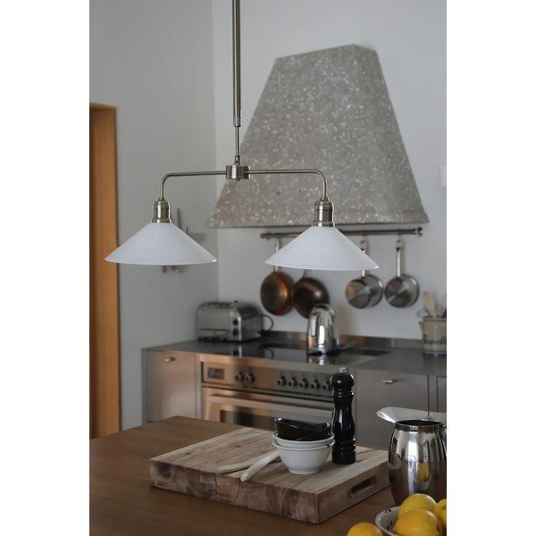 Fehér-sárgaréz színű fém függőlámpa üveg búrával Vela – Markslöjd-image-1