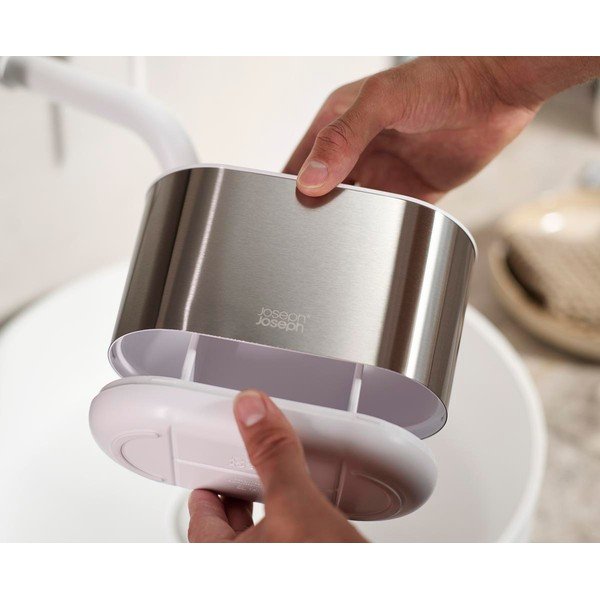 Ezüstszínű rozsdamentes acél fogkefetartó állvány Duo Steel – Joseph Joseph-image-3