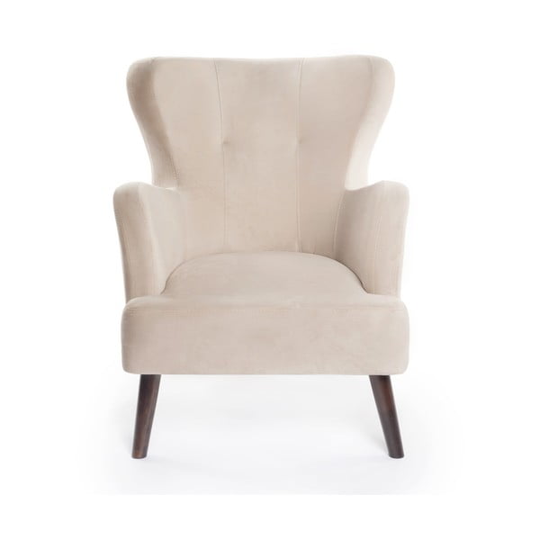 Bézs bársony füles fotel Noemye – Bonami Selection-image-2