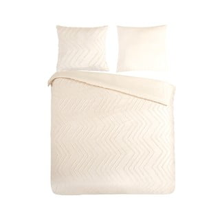 Krémszínű kétszemélyes hosszabbított mikroszálas ágyneműhuzat 200x220 cm Pure Zigzag – Good Morning