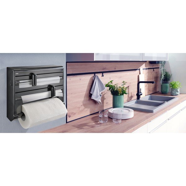 Fekete fali műanyag papírtörlő és fóliatartó Parat – LEIFHEIT-image-1