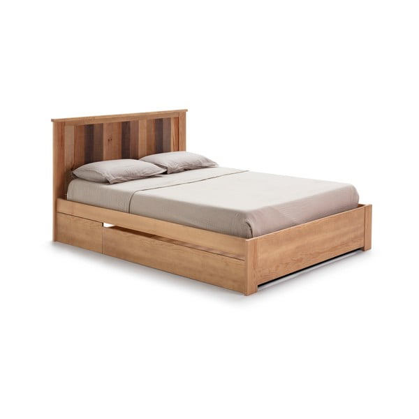 Natúr színű franciaágy ágyráccsal 140x190 cm Maude – Marckeric-image-4