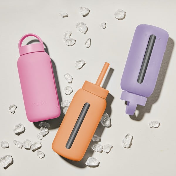 Szilikon szívószál tisztítókefével-fedéllel Tropical Papaya Mini – Muuki-image-2