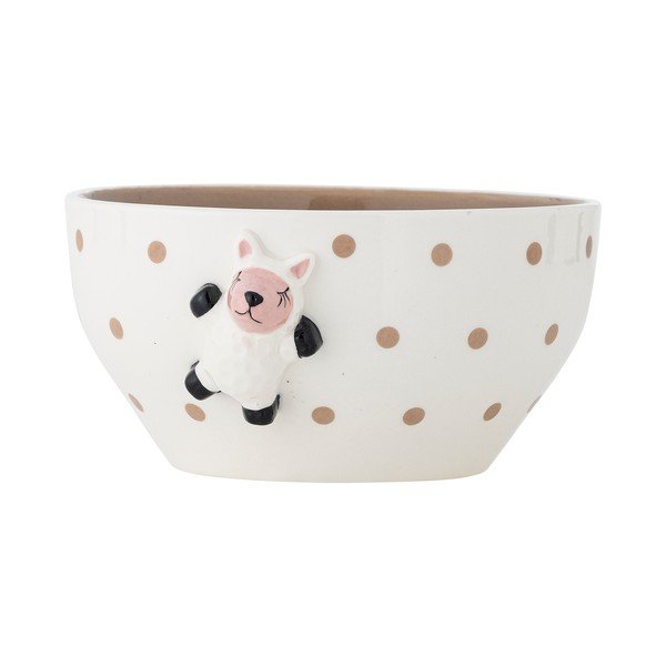 Fehér-barna kőedény gyerek tálka ø 14 cm Dolly – Bloomingville Mini