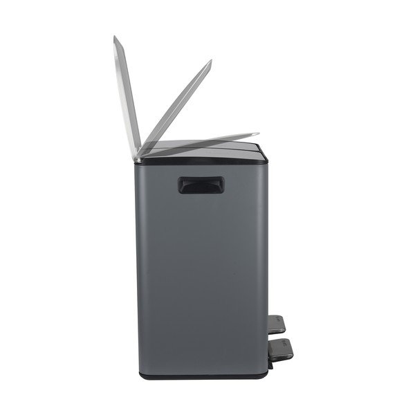 Sötétszürke acél szelektív pedálos szemetes 2x20 l   Aliya – Spirella-image-3