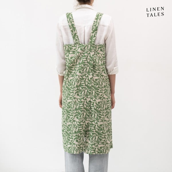 Len kötény Evergreen Damask – Linen Tales-image-1