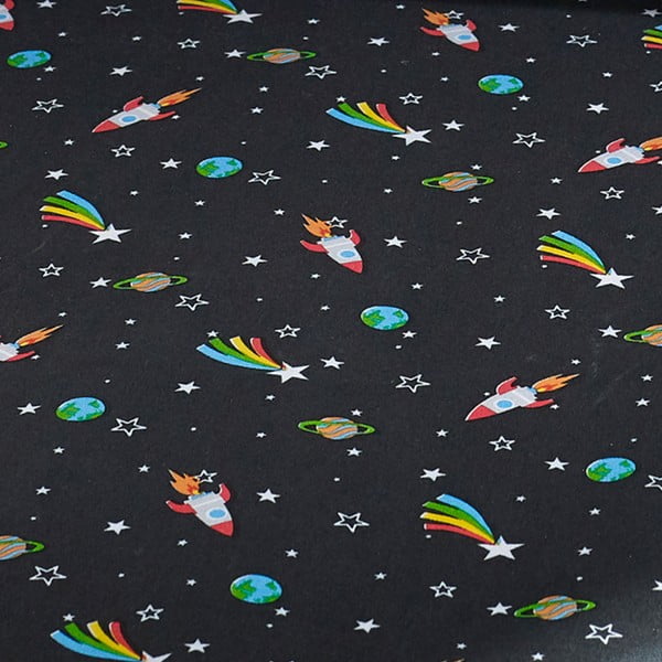 Fekete gumis gyerek lepedő babaágyhoz 70x140 cm Rainbow Rockets – Catherine Lansfield-image-2