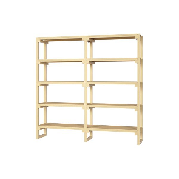 Világossárga bükkfa polcos állvány 184x180x37 cm Noru – noo.ma