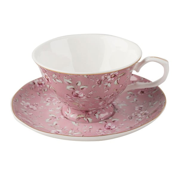 Ditsy rózsaszín porcelán csésze és csészealj, 200 ml - Creative Tops