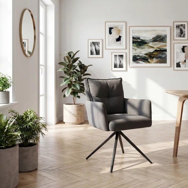 Antracitszürke textil karfás étkezőszék szett 2 db-os Jonas – Støraa-image-2