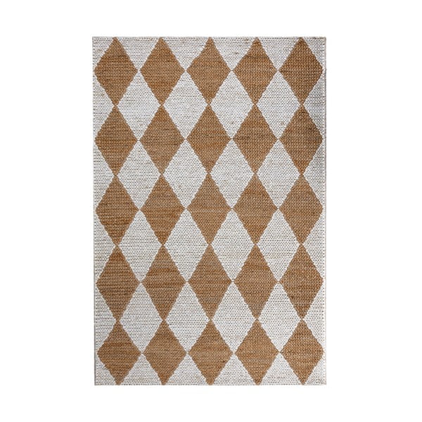 Fehér-natúr színű kézi szövésű jutakeverék szőnyeg 120x170 cm Effie Diamond – Flair Rugs