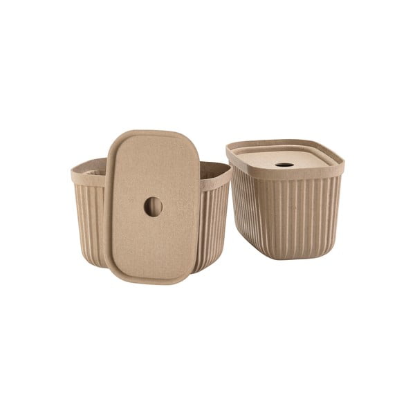 Világosbarna fedeles tárolódoboz szett 2 db-os 23x16x20,5 cm Pulp – Zone-image-2