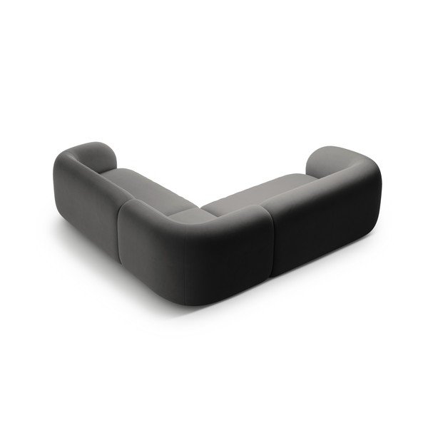 Sötétszürke bársony sarokkanapé Kate – Micadoni -image-2