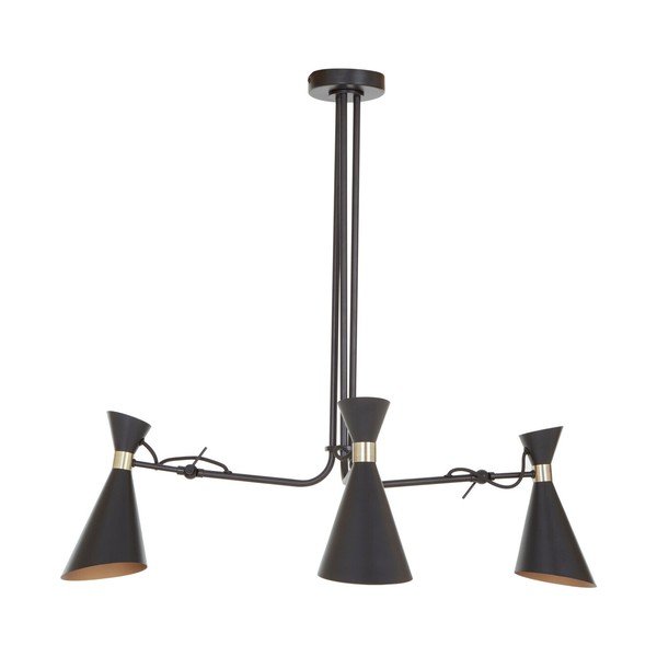 Fekete-aranyszínű fém függőlámpa fém búrával Linox – Premier Housewares-image-3