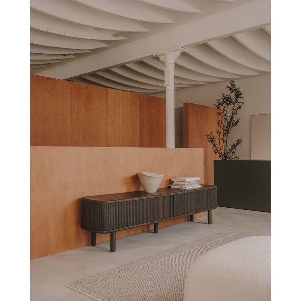 Sötétbarna TV-állvány kőrisfa dekorral 200x50 cm Mailen – Kave Home-image-1