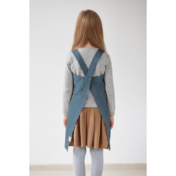 Pinafore kék gyerek len kötény, 72 x 45 cm - Linen Tales-image-1