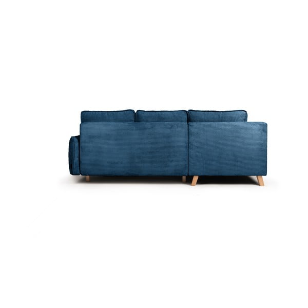 Kék kordbársony kinyitható sarokkanapé (bal oldali) Tori – Bonami Selection-image-4