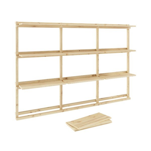 Natúr színű borovi fenyő fali könyvespolc 192x127 cm Groove – Karup Design-image-4