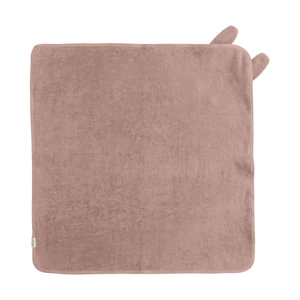Rózsaszíes barna pamut kapucnis gyerek törölköző 75x75 cm Rabbit – Kindsgut-image-2