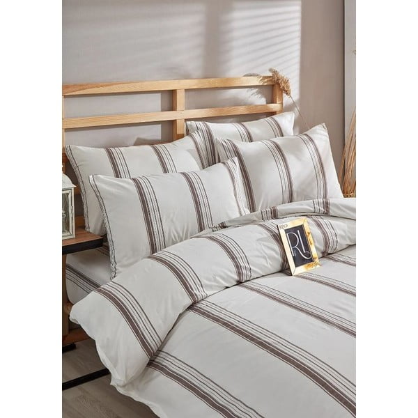 Barna-bézs kétszemélyes hosszabbított pamut ágyneműhuzat 200x220 cm – Mila Home-image-2