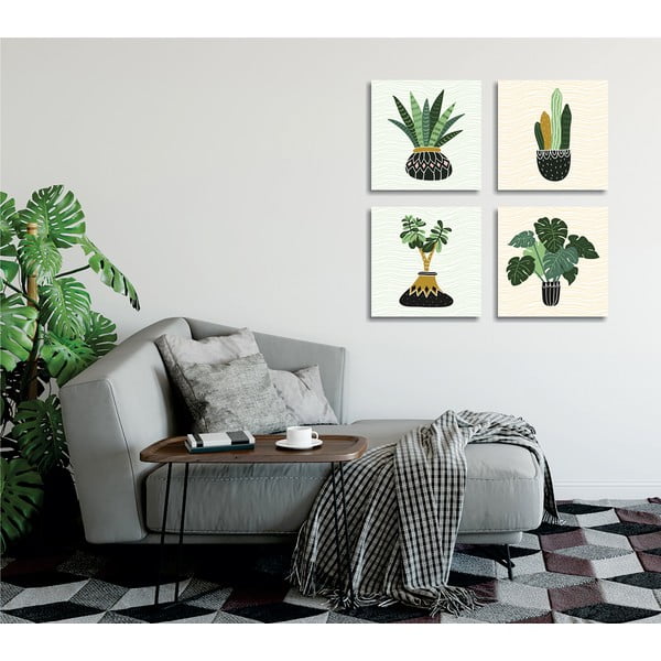 Kép szett 4 db-os 30x30 cm Plants – Wallity-image-1