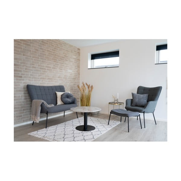 Fehér-fekete kerek dohányzóasztal márvány dekoros asztallappal 70x70 cm Bolzano – House Nordic-image-4