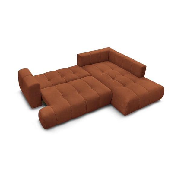 Téglavörös kinyitható-tárolóhelyes sarokkanapé (jobb oldali-L alakú) Fuji – Bobochic Paris-image-4