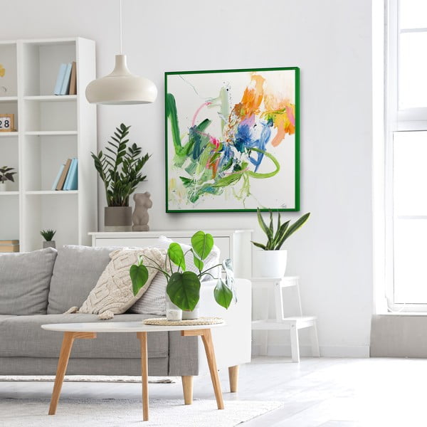 Kép kézzel festett részletekkel 102x102 cm Confidential Green – Malerifabrikken-image-1