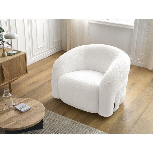 Fehér forgó buklé fotel Elina – Bobochic Paris-image-1