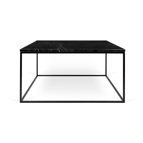 Gleam fekete márvány dohányzóasztal fekete lábakkal, 75 x 75 cm - TemaHome