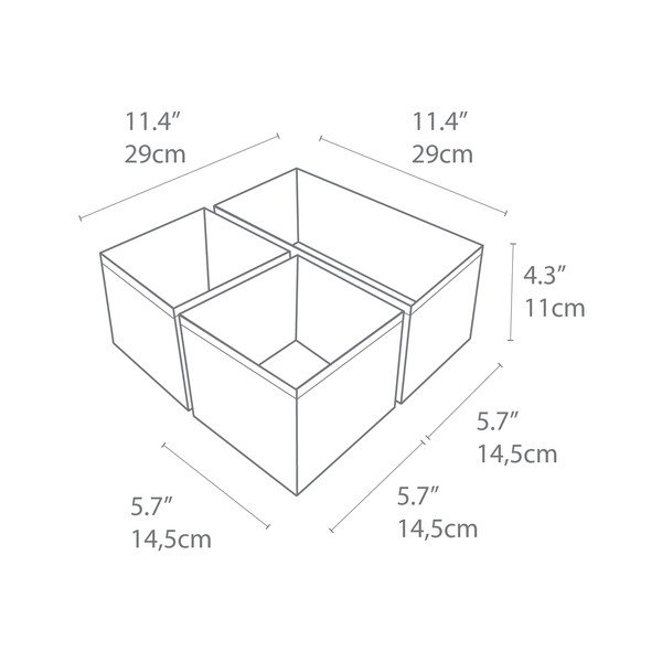 Drawer 3 db-os szürke rendszerező szett - Bigso Box of Sweden-image-3