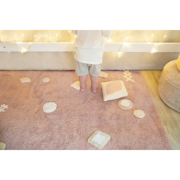 Rózsaszín mosható kézi szövésű pamut gyerek szőnyeg 140x200 cm Noah – Lorena Canals-image-3