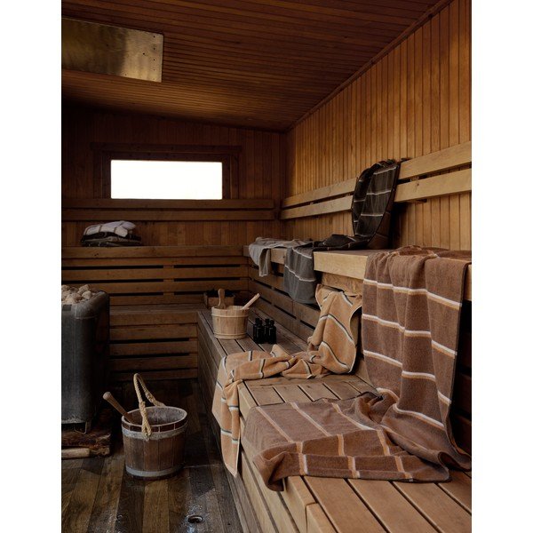 Fekete-világosszürke pamut fürdőlepedő 70x140 cm Sauna – Zone-image-1
