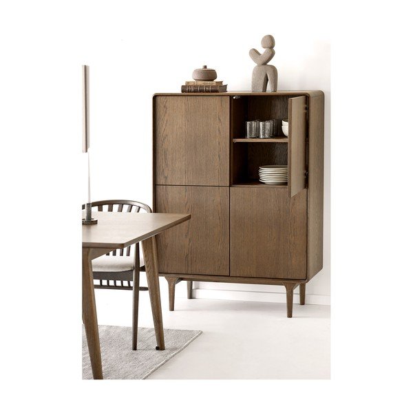 Sötétbarna szekrény tölgyfa dekorral 100x140x40 cm Darwin – House Nordic-image-2