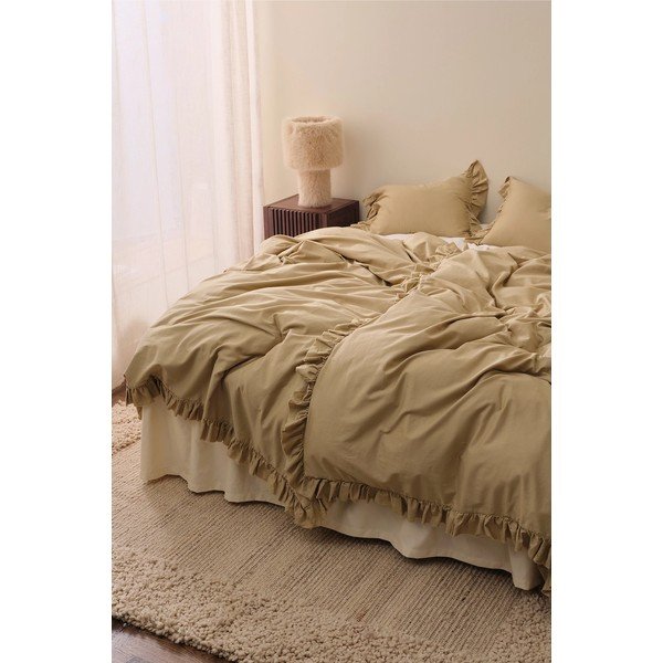 Világoszöld-khaki egyszemélyes pamut-szatén ágyneműhuzat 150x210 cm Gloria – Ellos Home-image-1