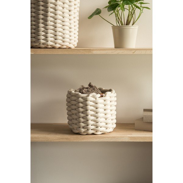 Textil tárolókosár ø 21x17 cm Peach Skin Round S – Bigso-image-1