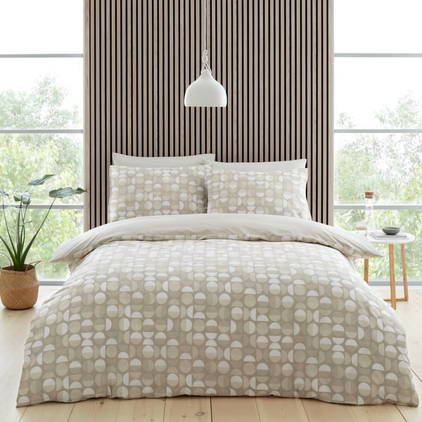 Fehér-bézs kétszemélyes ágyneműhuzat 200x200 cm Craft Floral - Catherine Lansfield-image-4