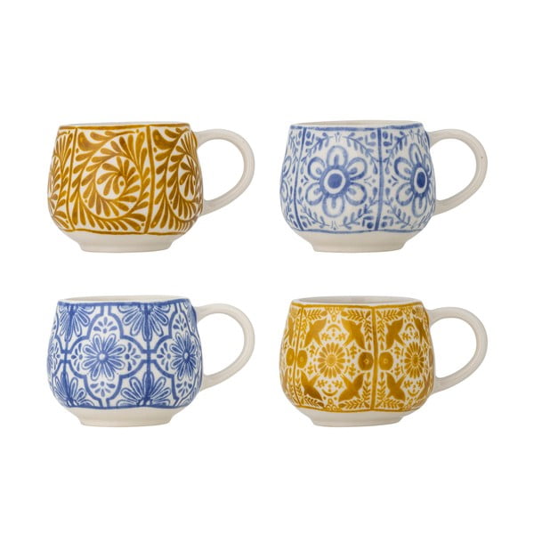 Kék-narancssárga kőedény eszpresszó csésze szett 4 db-os 155 ml Milton – Bloomingville