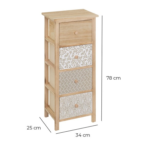 Natúr színű paulownia magas komód 34x78 cm – Casa Selección-image-2