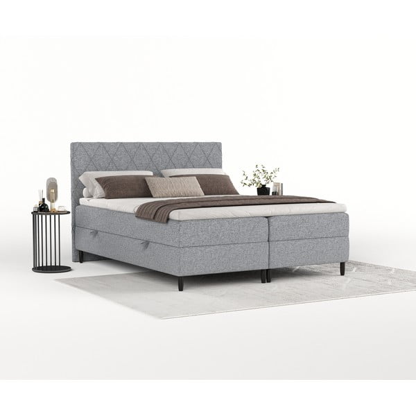 Szürke ágyneműtartós boxspring ágy 200x200 cm Gwen – Maison de Rêve-image-2