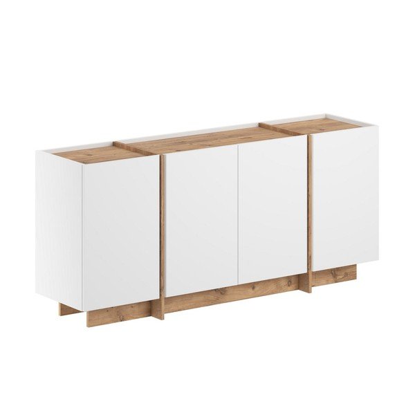 Fehér komód kábellyukkal borovi fenyő dekorral 180x80x45 cm Dorma – Kalune Design