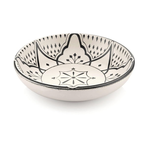 Maroc 2 db krémszínű porcelán tálka fekete mintával, ⌀ 13 cm - Mia