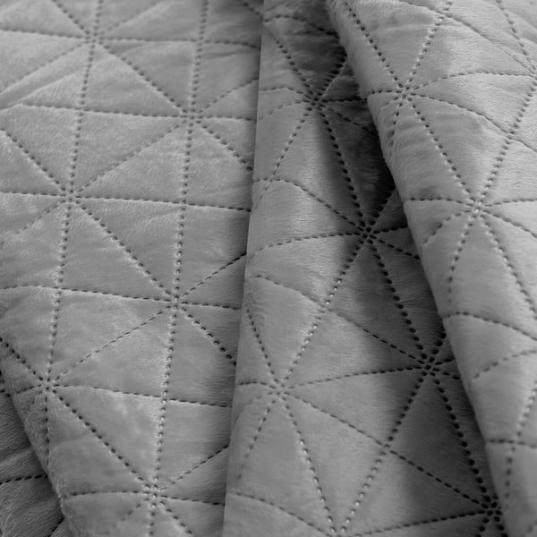 Világosszürke bársony steppelt ágytakaró 220x240 cm Laila – Restilo-image-3