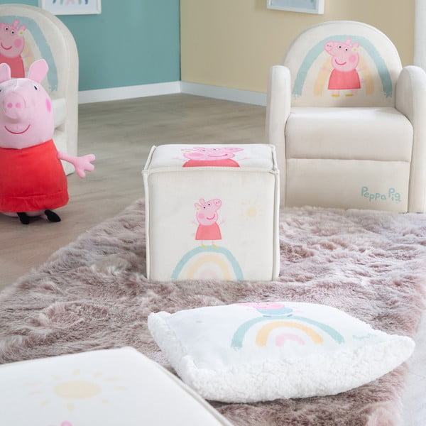 Fehér bársony gyerek puff Peppa Pig – Roba-image-3