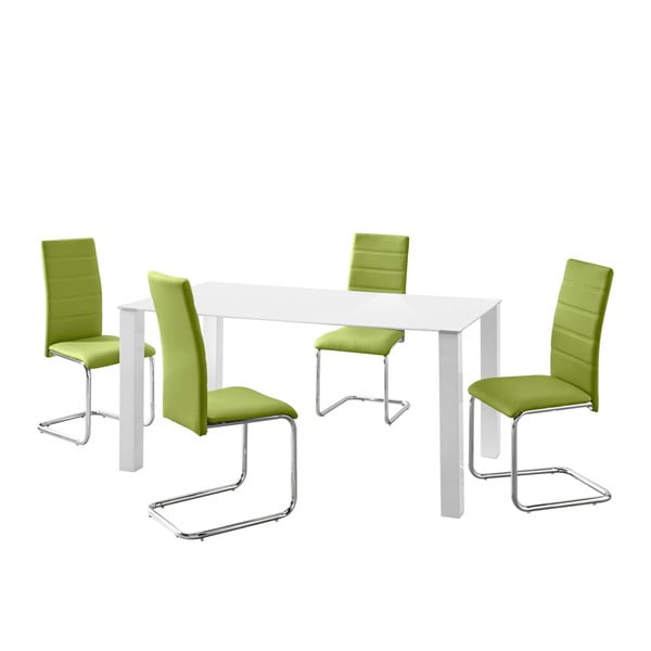 Naral asztal és 4 részes zöld szék szett - Støraa