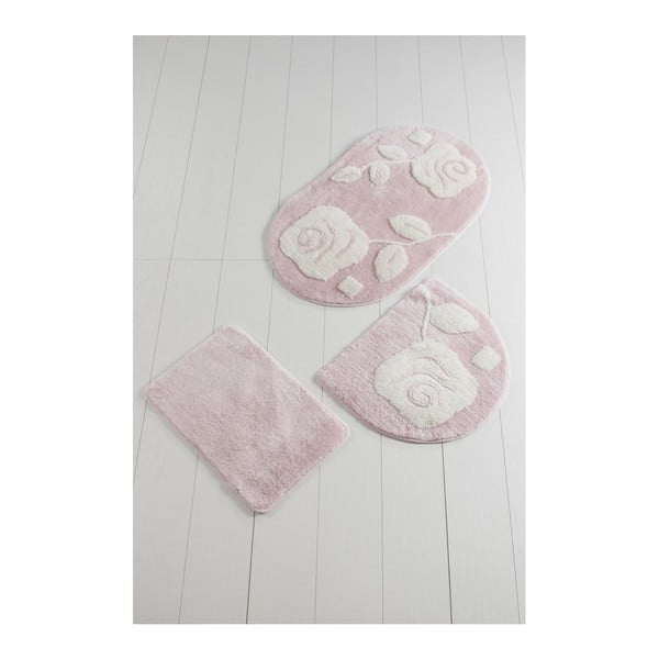 Pinkie Duro 3 db-os halvány rózsaszín fürdőszobai kilépő szett